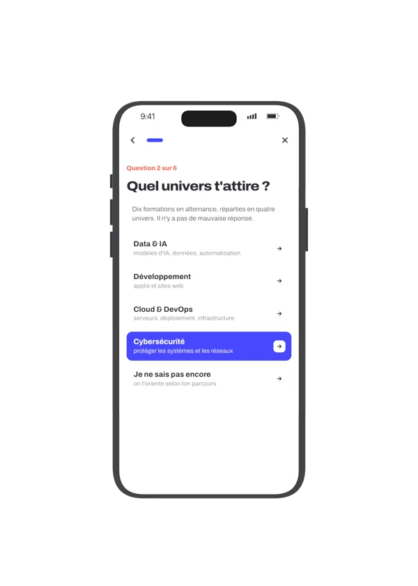 Le test : quel univers t'attire ? Data et IA, développement, cloud, cybersécurité